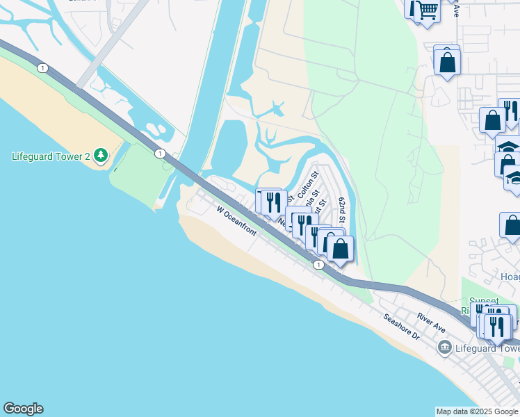 map of restaurants, bars, coffee shops, grocery stores, and more near 211 Fern Street in Newport Beach