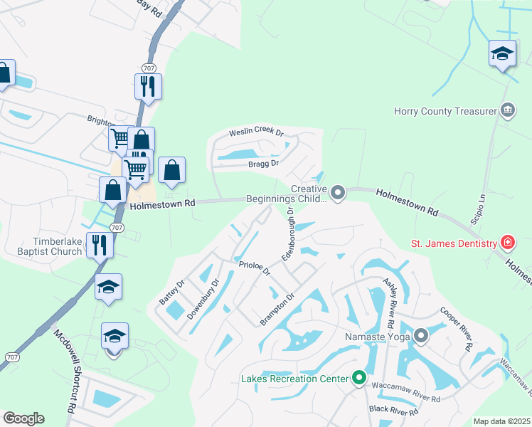 map of restaurants, bars, coffee shops, grocery stores, and more near 108 Terracina Circle in Myrtle Beach