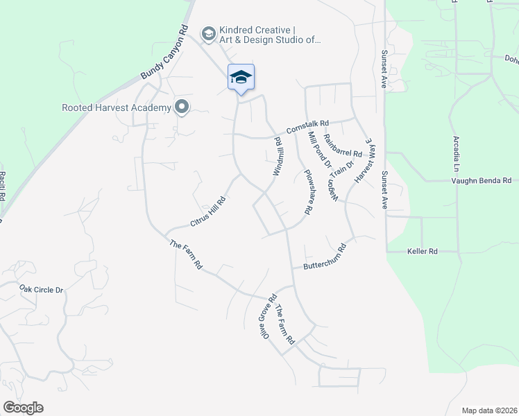 map of restaurants, bars, coffee shops, grocery stores, and more near 33956 Windmill Road in Wildomar