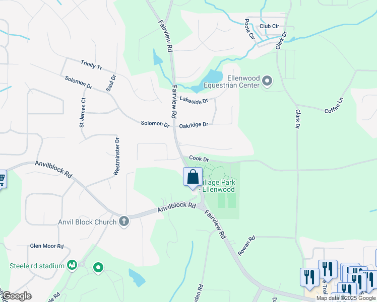 map of restaurants, bars, coffee shops, grocery stores, and more near 101 Ascot Terrace in Ellenwood