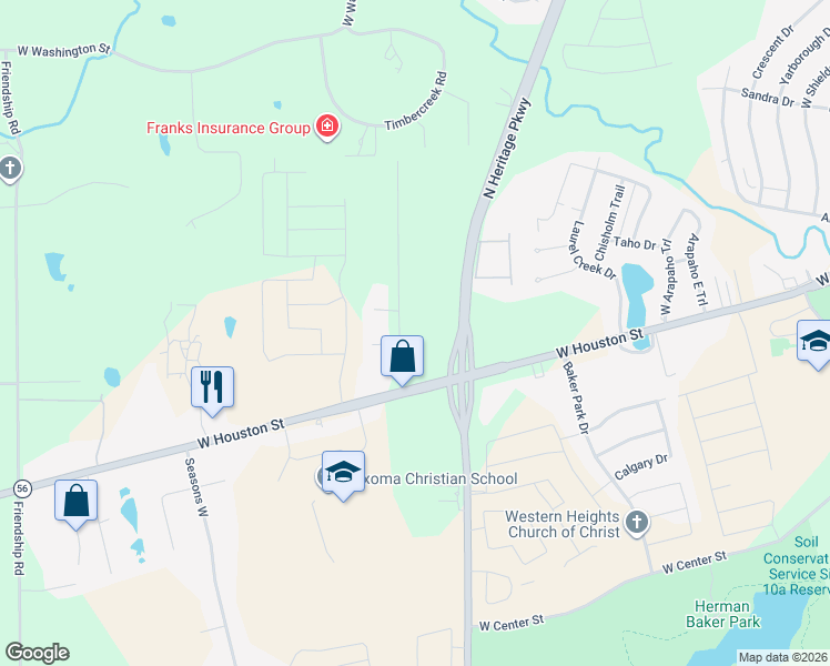 map of restaurants, bars, coffee shops, grocery stores, and more near 220 Farm to Market Road 1417 in Sherman