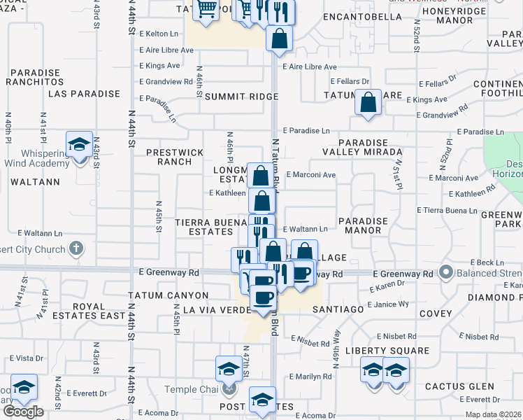 map of restaurants, bars, coffee shops, grocery stores, and more near in Phoenix