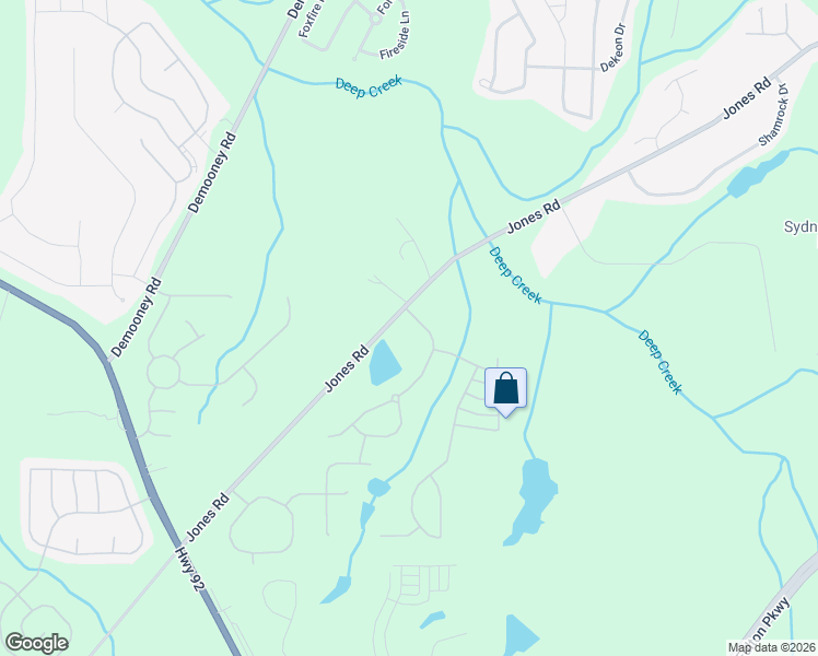 map of restaurants, bars, coffee shops, grocery stores, and more near 4610 Jones Road in Fairburn
