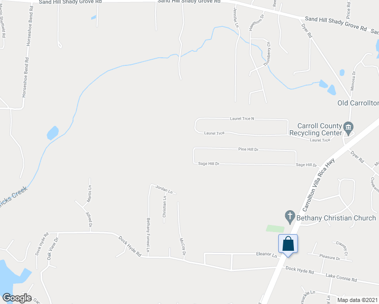 map of restaurants, bars, coffee shops, grocery stores, and more near 50 Oak Lane in Carrollton