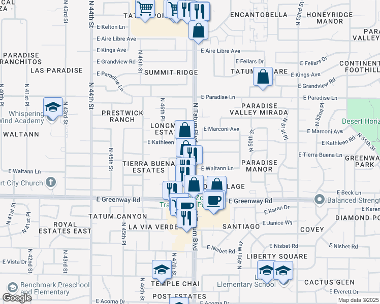 map of restaurants, bars, coffee shops, grocery stores, and more near in Phoenix