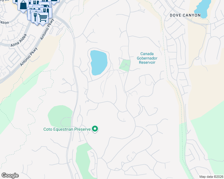 map of restaurants, bars, coffee shops, grocery stores, and more near 22931 Sonriente Trail in Coto de Caza