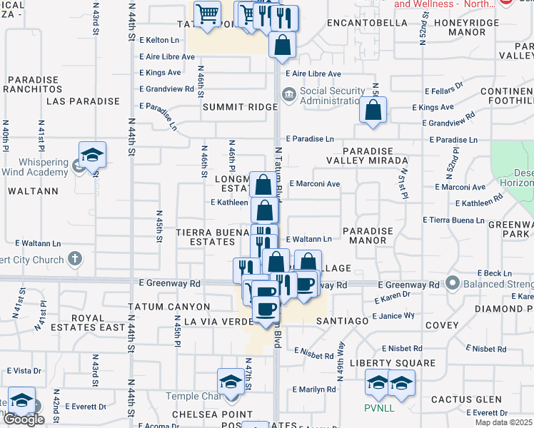 map of restaurants, bars, coffee shops, grocery stores, and more near in Phoenix