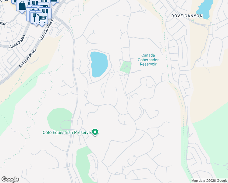 map of restaurants, bars, coffee shops, grocery stores, and more near 22931 Sonriente Trail in Coto de Caza