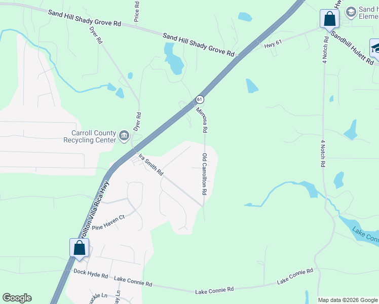 map of restaurants, bars, coffee shops, grocery stores, and more near 149 Muscadine Way in Carrollton