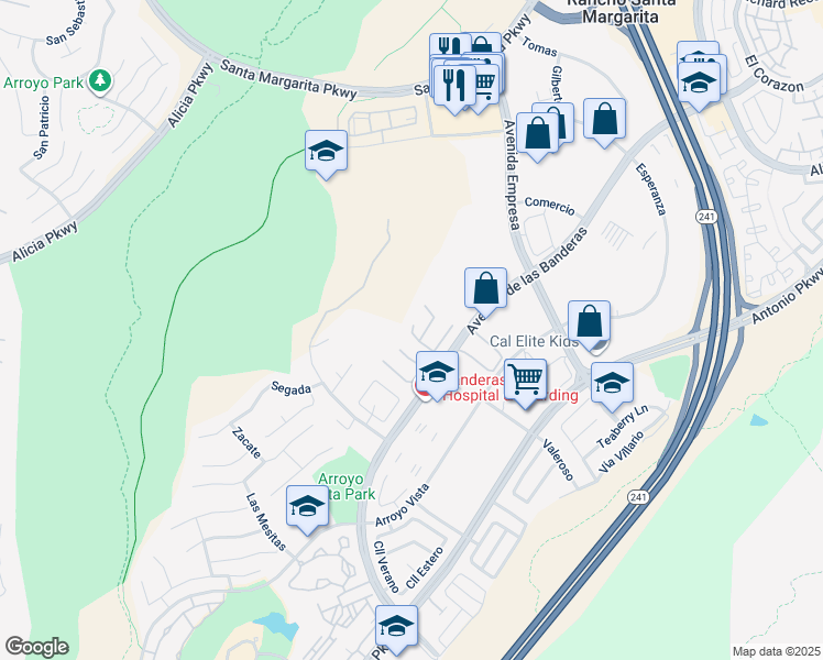 map of restaurants, bars, coffee shops, grocery stores, and more near 25 Santa Inez in Rancho Santa Margarita