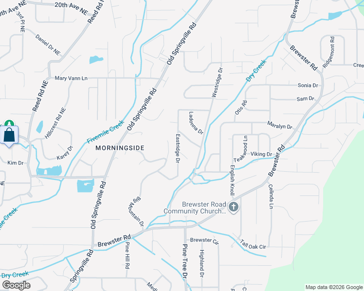 map of restaurants, bars, coffee shops, grocery stores, and more near 1749 Eastridge Drive in Birmingham