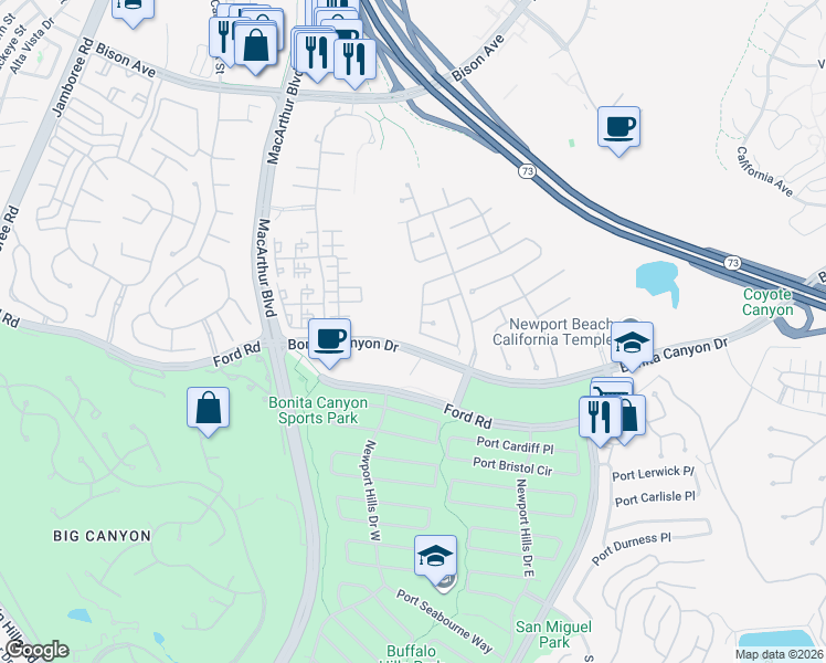 map of restaurants, bars, coffee shops, grocery stores, and more near 59 Victoria in Newport Beach