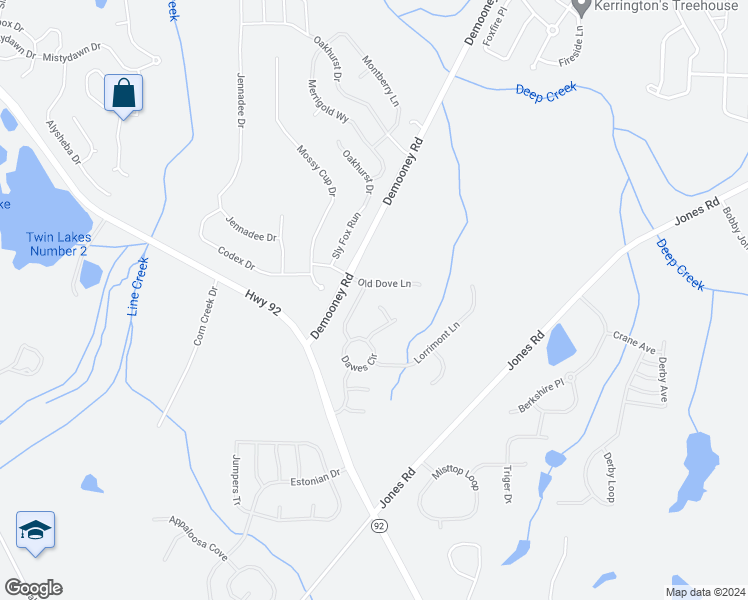 map of restaurants, bars, coffee shops, grocery stores, and more near 146 Elmsdale Lane in Fairburn
