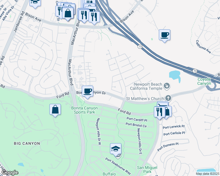 map of restaurants, bars, coffee shops, grocery stores, and more near 58 Victoria in Newport Beach