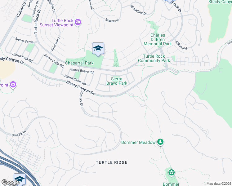 map of restaurants, bars, coffee shops, grocery stores, and more near 6286 Sierra Siena Road in Irvine