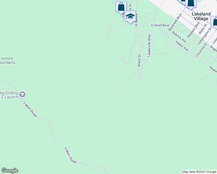 map of restaurants, bars, coffee shops, grocery stores, and more near Encina Drive in Lake Elsinore