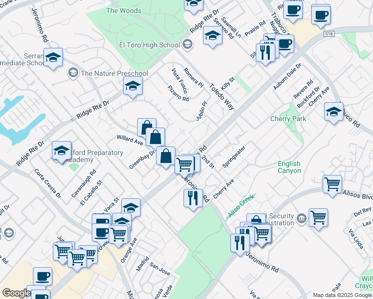 map of restaurants, bars, coffee shops, grocery stores, and more near in Lake Forest