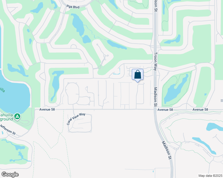 map of restaurants, bars, coffee shops, grocery stores, and more near 57669 Santa Rosa Trail in La Quinta