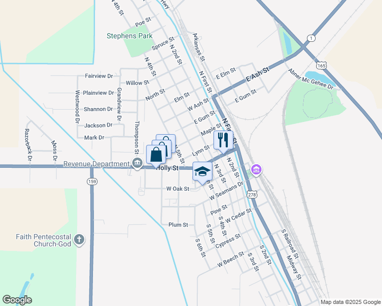 map of restaurants, bars, coffee shops, grocery stores, and more near 401 North 4th Street in McGehee
