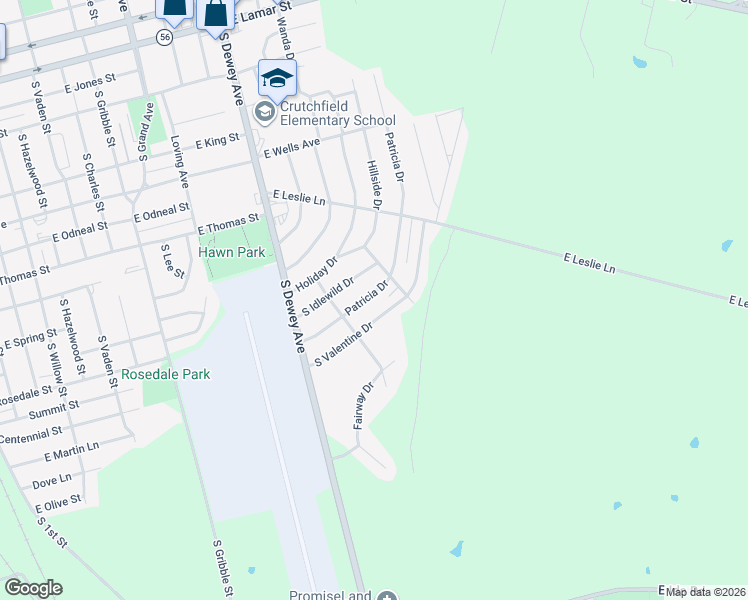 map of restaurants, bars, coffee shops, grocery stores, and more near 1023 Patricia Drive in Sherman