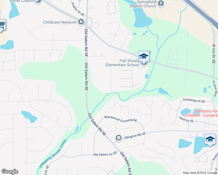 map of restaurants, bars, coffee shops, grocery stores, and more near 2255 Kings Forest Drive Southeast in Conyers