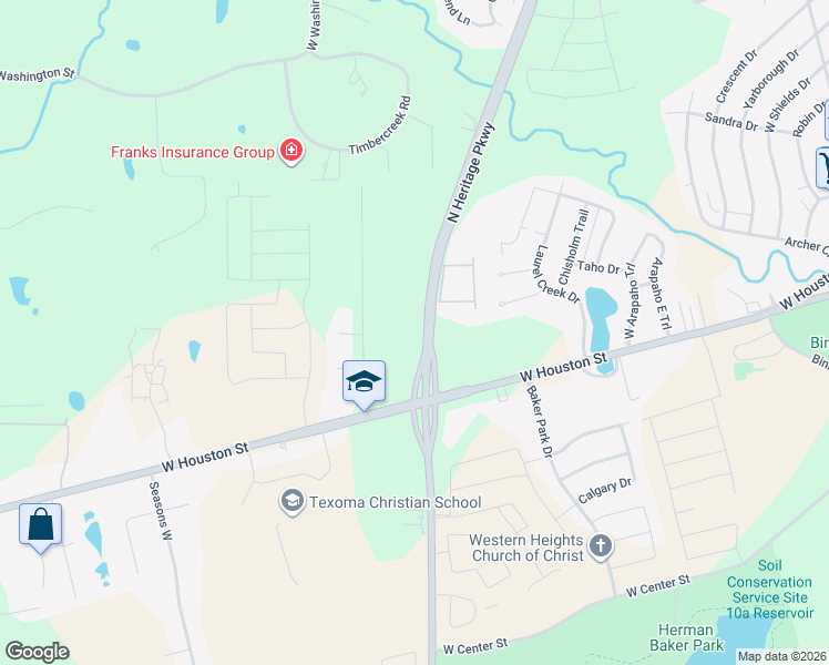 map of restaurants, bars, coffee shops, grocery stores, and more near 220 Farm to Market Road 1417 in Sherman