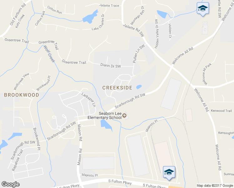 map of restaurants, bars, coffee shops, grocery stores, and more near 4501 Creekside Cove in College Park