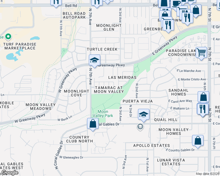map of restaurants, bars, coffee shops, grocery stores, and more near 15811 North 5th Avenue in Phoenix