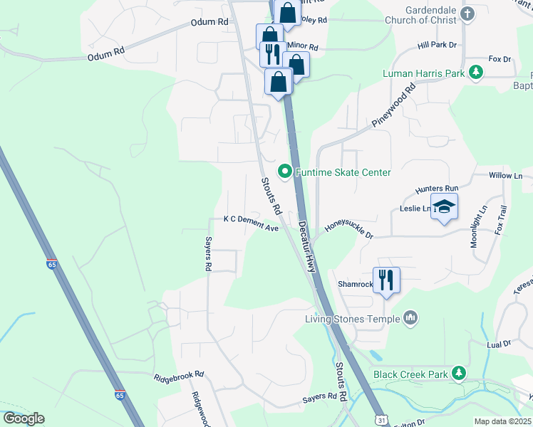 map of restaurants, bars, coffee shops, grocery stores, and more near 1609 K C Dement Ave in Fultondale