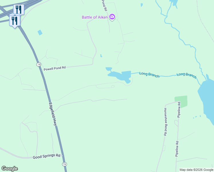 map of restaurants, bars, coffee shops, grocery stores, and more near 614 Morris Pond Road in Aiken