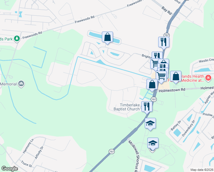 map of restaurants, bars, coffee shops, grocery stores, and more near 4857 Timberlake Drive in Myrtle Beach