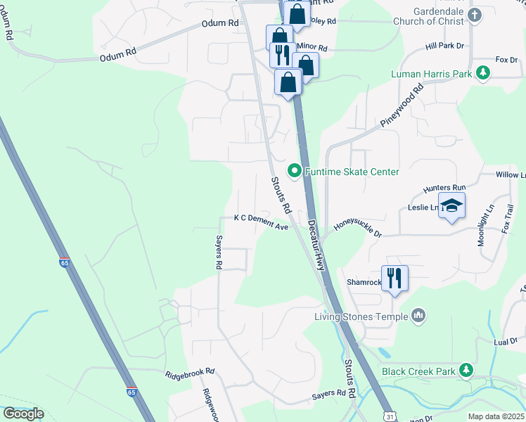 map of restaurants, bars, coffee shops, grocery stores, and more near 1609 K C Dement Avenue in Fultondale