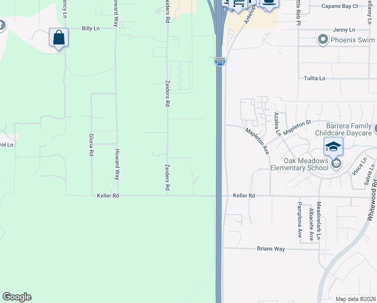 map of restaurants, bars, coffee shops, grocery stores, and more near 33780 Zeiders Road in Menifee