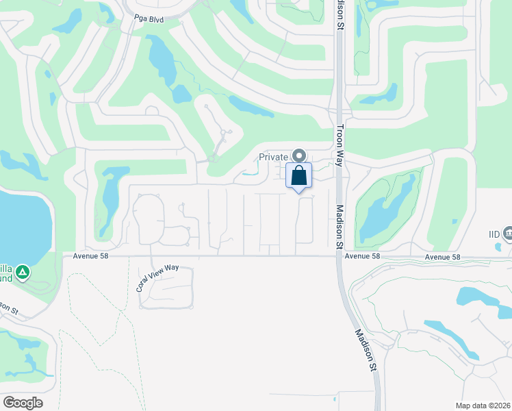 map of restaurants, bars, coffee shops, grocery stores, and more near 57627 Santo Thomas in La Quinta