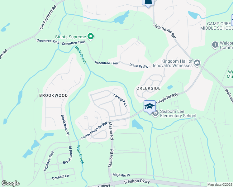 map of restaurants, bars, coffee shops, grocery stores, and more near 4872 Antelope Cove in Atlanta