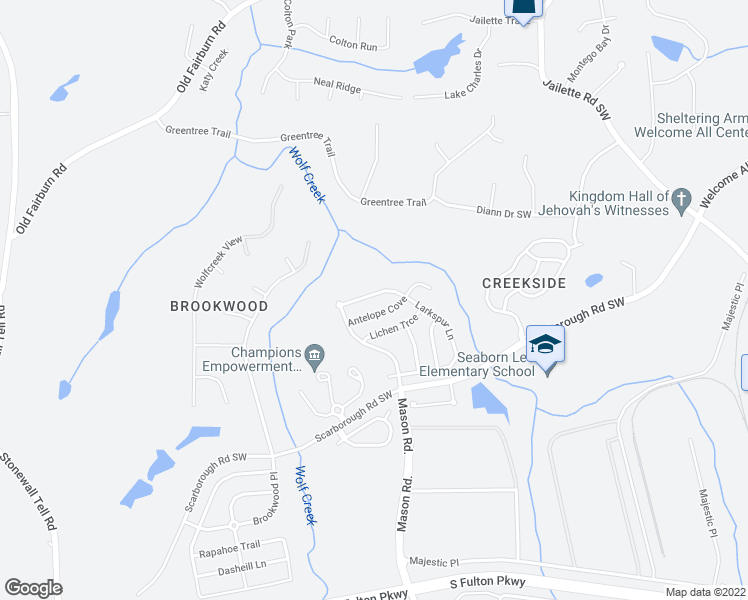 map of restaurants, bars, coffee shops, grocery stores, and more near 5016 Larkspur Lane in College Park