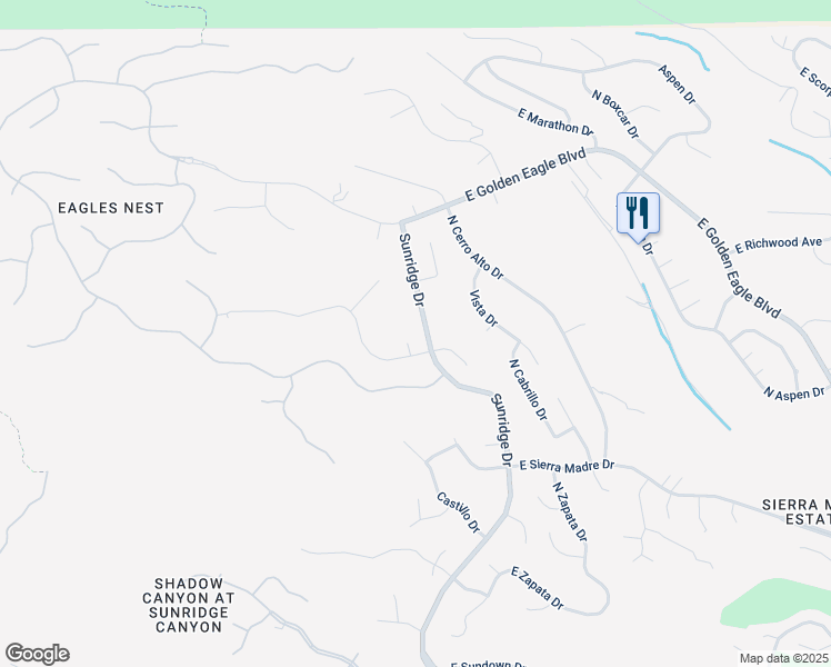 map of restaurants, bars, coffee shops, grocery stores, and more near 15812 North Veracruz Plaza in Fountain Hills