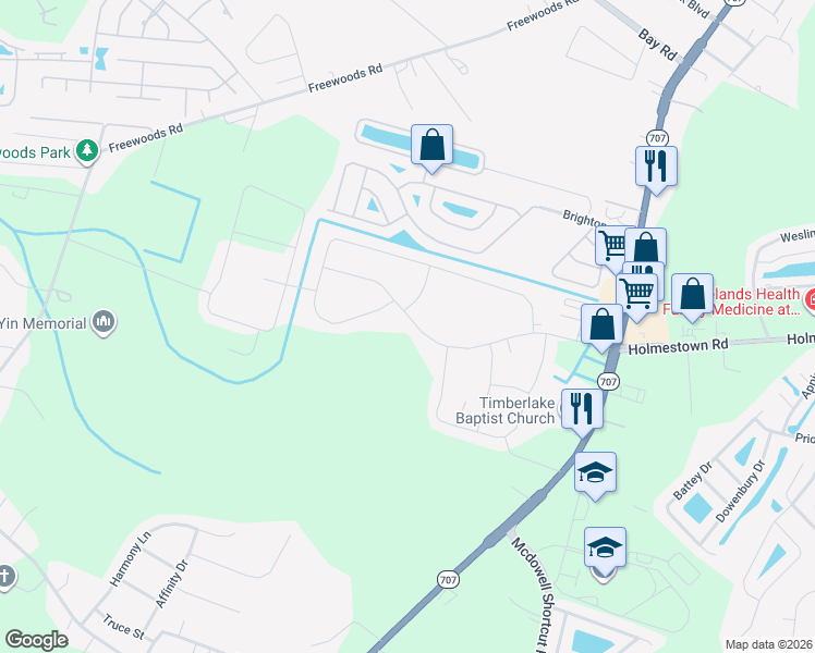 map of restaurants, bars, coffee shops, grocery stores, and more near 4857 Timberlake Drive in Myrtle Beach