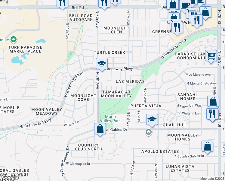map of restaurants, bars, coffee shops, grocery stores, and more near 15811 North 5th Avenue in Phoenix