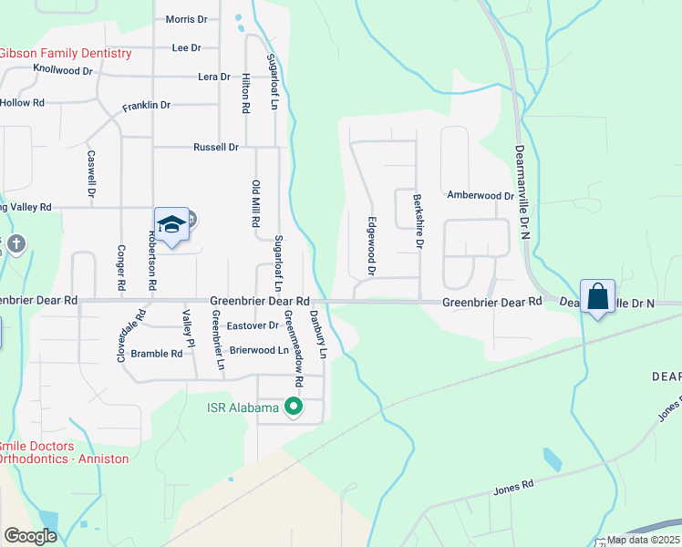 map of restaurants, bars, coffee shops, grocery stores, and more near 1124 Emory Place in Anniston