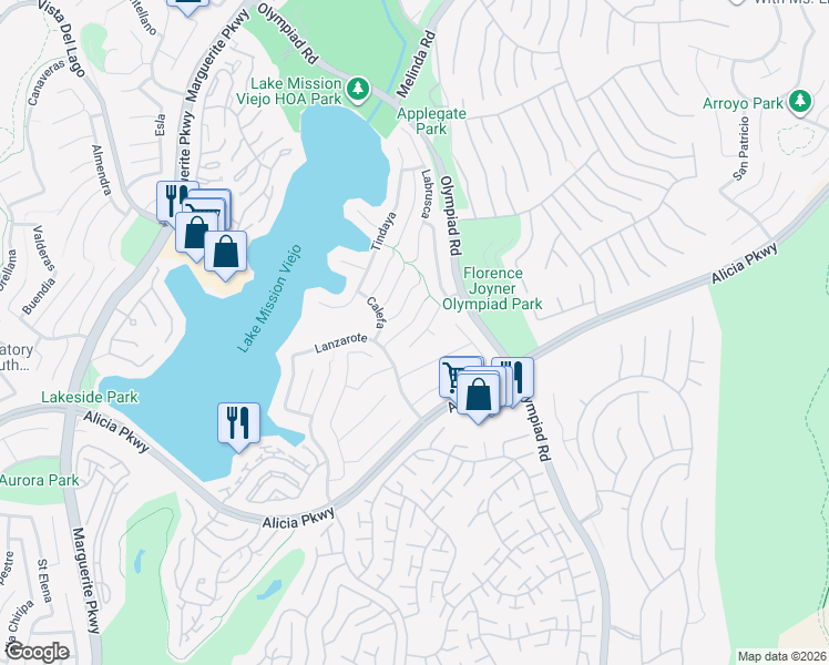 map of restaurants, bars, coffee shops, grocery stores, and more near 28246 San Marcos in Mission Viejo
