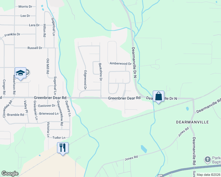 map of restaurants, bars, coffee shops, grocery stores, and more near 1268 Ravenwood Drive in Anniston