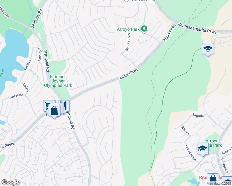 map of restaurants, bars, coffee shops, grocery stores, and more near 22816 Maiden Lane in Mission Viejo