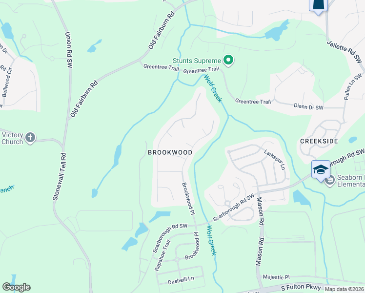 map of restaurants, bars, coffee shops, grocery stores, and more near 220 Brookwood Cove in College Park