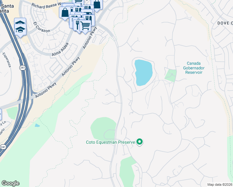 map of restaurants, bars, coffee shops, grocery stores, and more near 6 Vía Presea in Coto de Caza