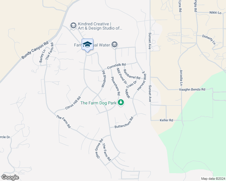 map of restaurants, bars, coffee shops, grocery stores, and more near 24679 Pitchfork Circle in Wildomar