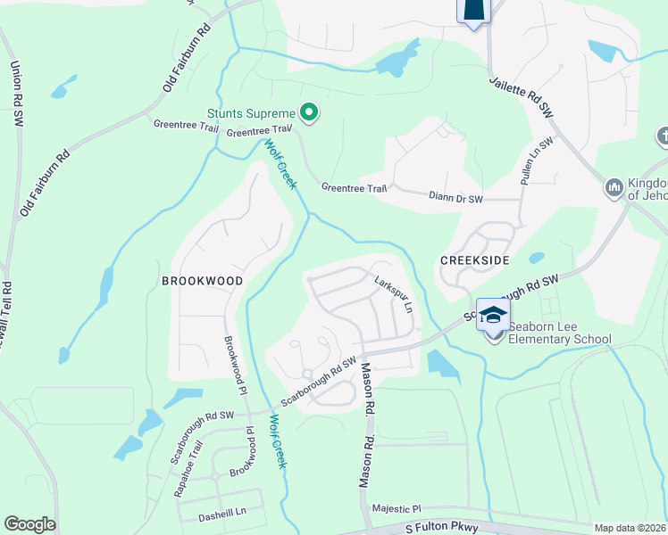map of restaurants, bars, coffee shops, grocery stores, and more near 5027 Larkspur Ln in College Park