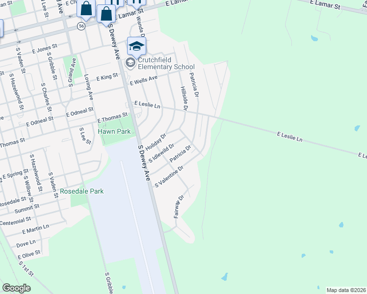 map of restaurants, bars, coffee shops, grocery stores, and more near 1023 Patricia Drive in Sherman