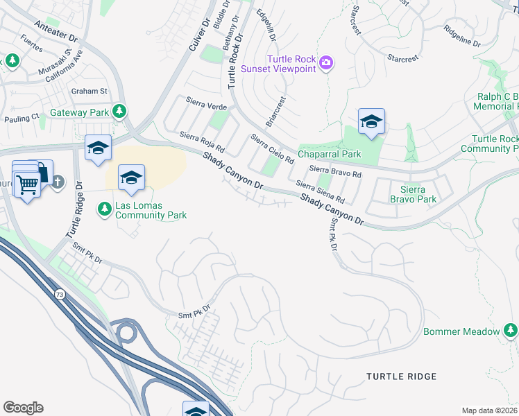 map of restaurants, bars, coffee shops, grocery stores, and more near 24 Shade Tree in Irvine