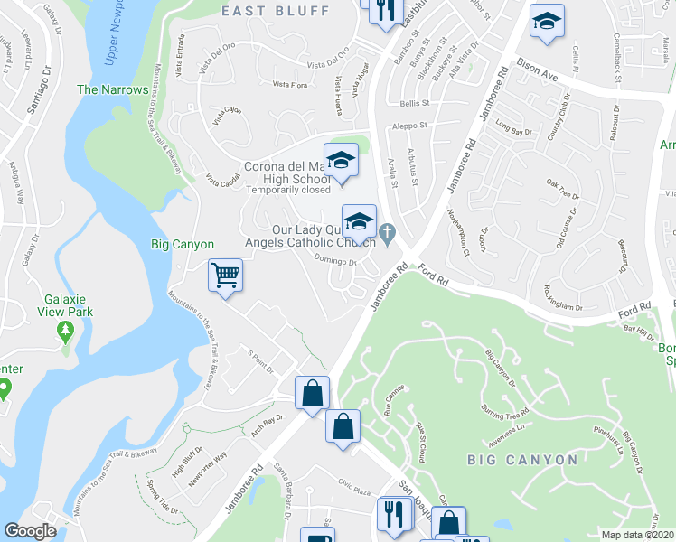map of restaurants, bars, coffee shops, grocery stores, and more near 817 Amigos Way in Newport Beach
